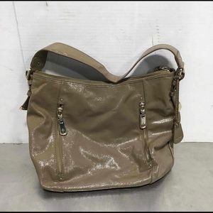 Cole Haan Patent Leather Tan Hobo Shoulder Handbag Tote